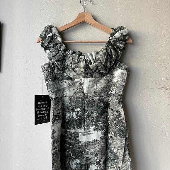 NEW Tuckernuck Dress Middleburg Gray Toile Print Suze Midi Dress Size XS - Picture 7 of 10